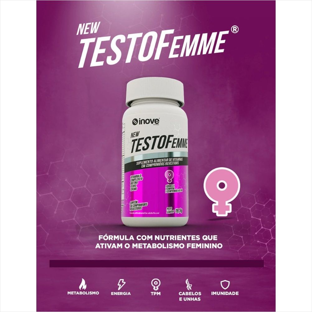 Suplemento MultiVitaminico NEW TestoFemme - 30 CPDs - INOVE