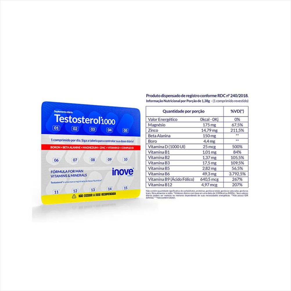 Suplemento MultiVitaminico Testosterol 1000 - 30 CPD - INOVE