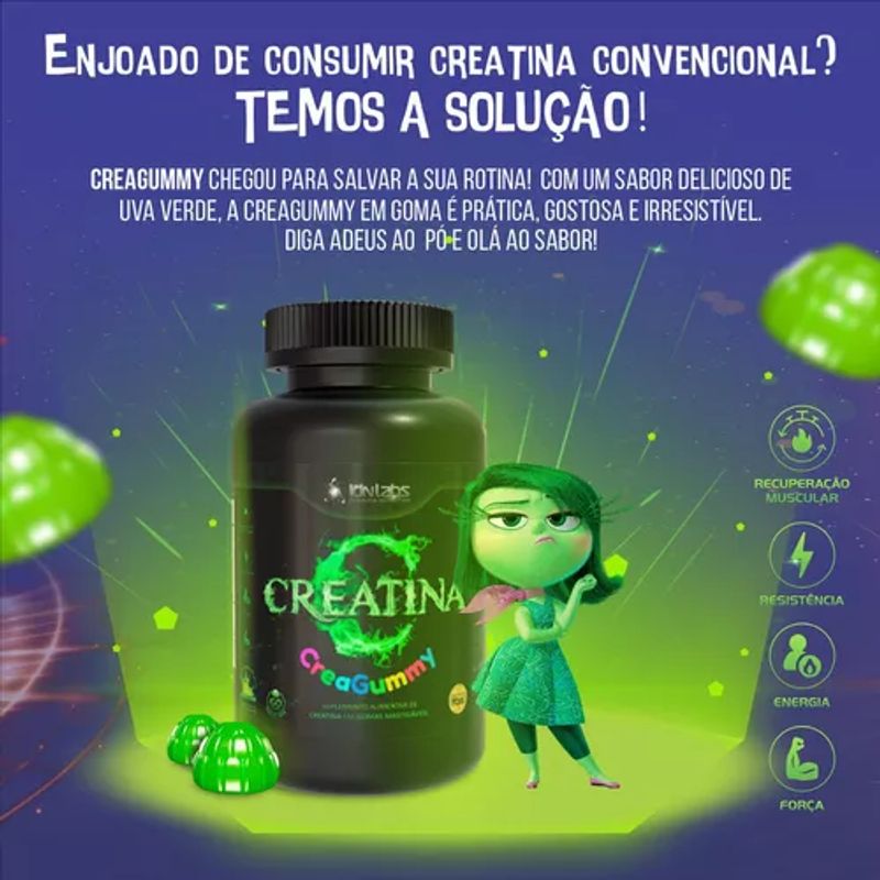 Creatina MonoHidratada em Gummy Suplemento CreaGummy - 60 Gomas - Laranja - IDNLABS