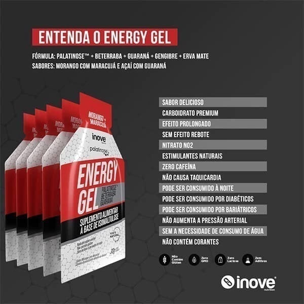 Gel Energético com Palatinose Carb Up - 30g - Açaí com Guaraná - Inove Nutrition