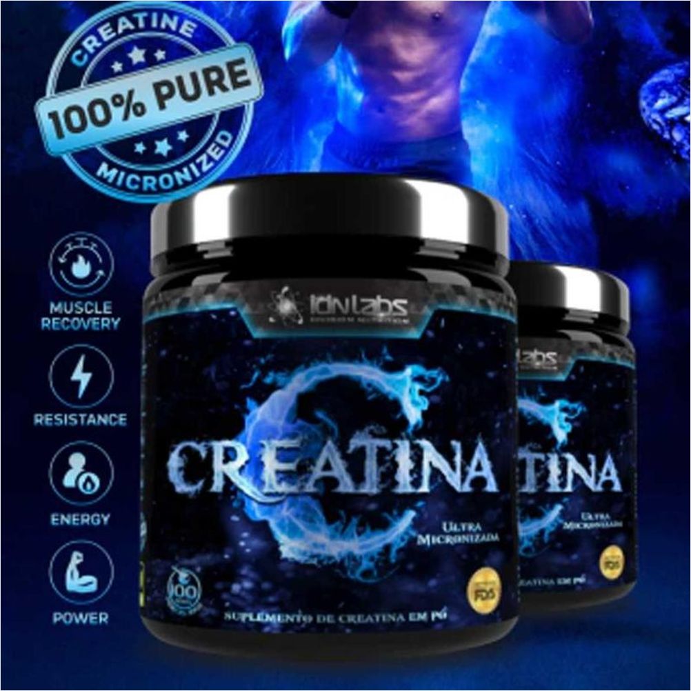 Suplemento Creatina MonoHidratada 100% Pura Micronizada - Pote 300g Pó - IDNLABS