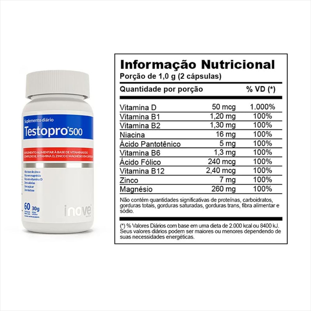 Suplemento MultiVitaminico NEW TestoPRO 500 - 30 CPDs - INOVE