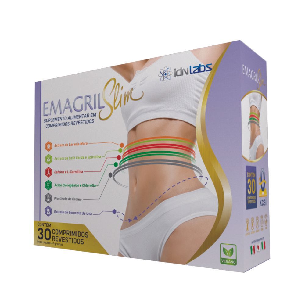 Suplemento Emagrecedor Redutor de Medidas Emagril Slim 30 CPDs - IdnLabs